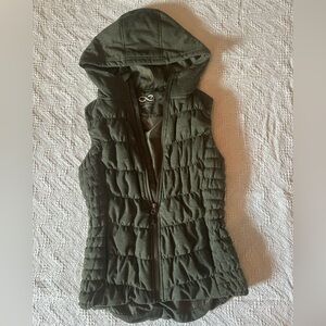 Blanc Noir Heather Green Quilted Puffer Vest with Hood